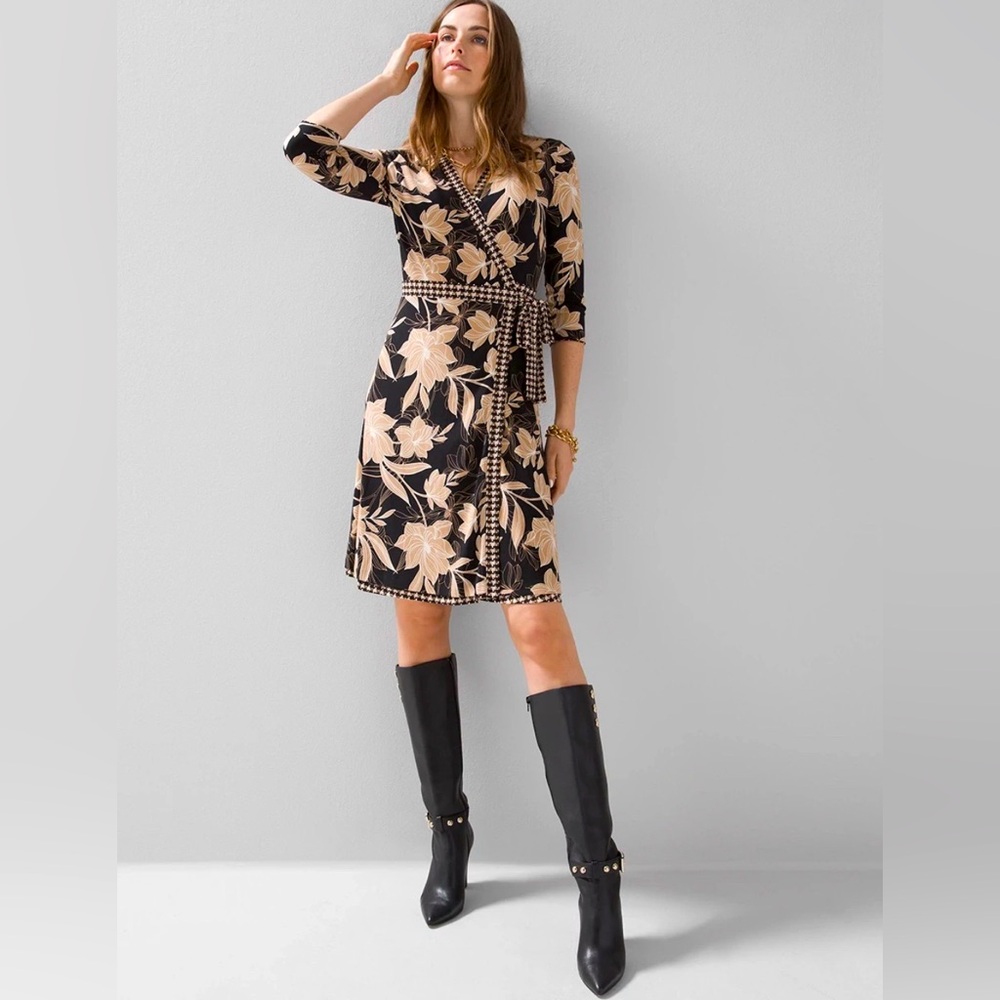 WHBM 3/4 Sleeve Reversible Wrap Dress 00